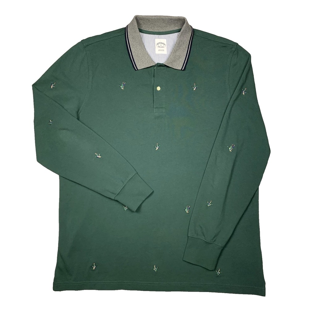 Brooks Brothers Polo Shirt Mens XL Green Long Sleeve Embroidered Duck Logo